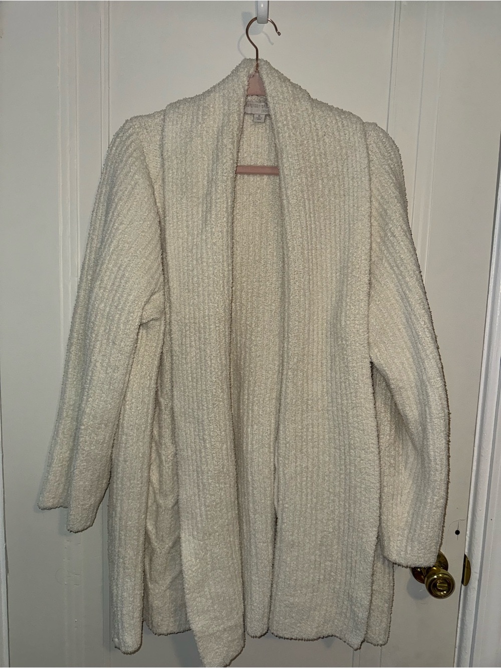 Barefoot Dreams CozyChic Open-Front Cream Women's Sweater Cardigan XL